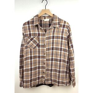 Altar'd State Plaid Flannel ButtonUp Shirt San Jacinto Motorcycle Graphic Medium
